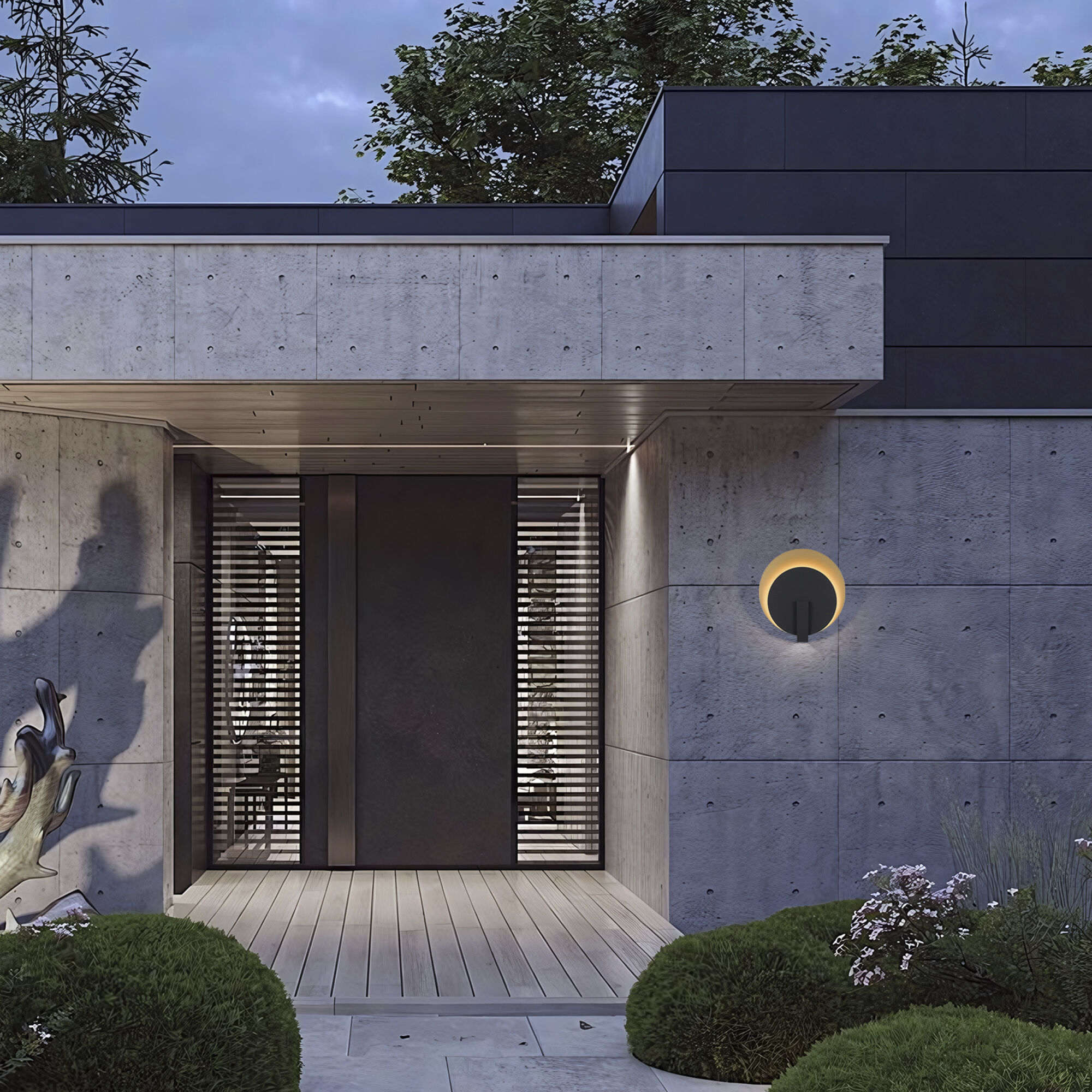 Eclipse LED 12.75 inch Sand Black Outdoor Wall Sconce